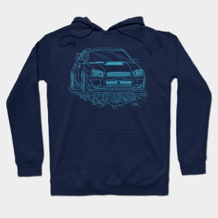 Subie Impreza WRX Blobeye Lineart Blueprint Hoodie